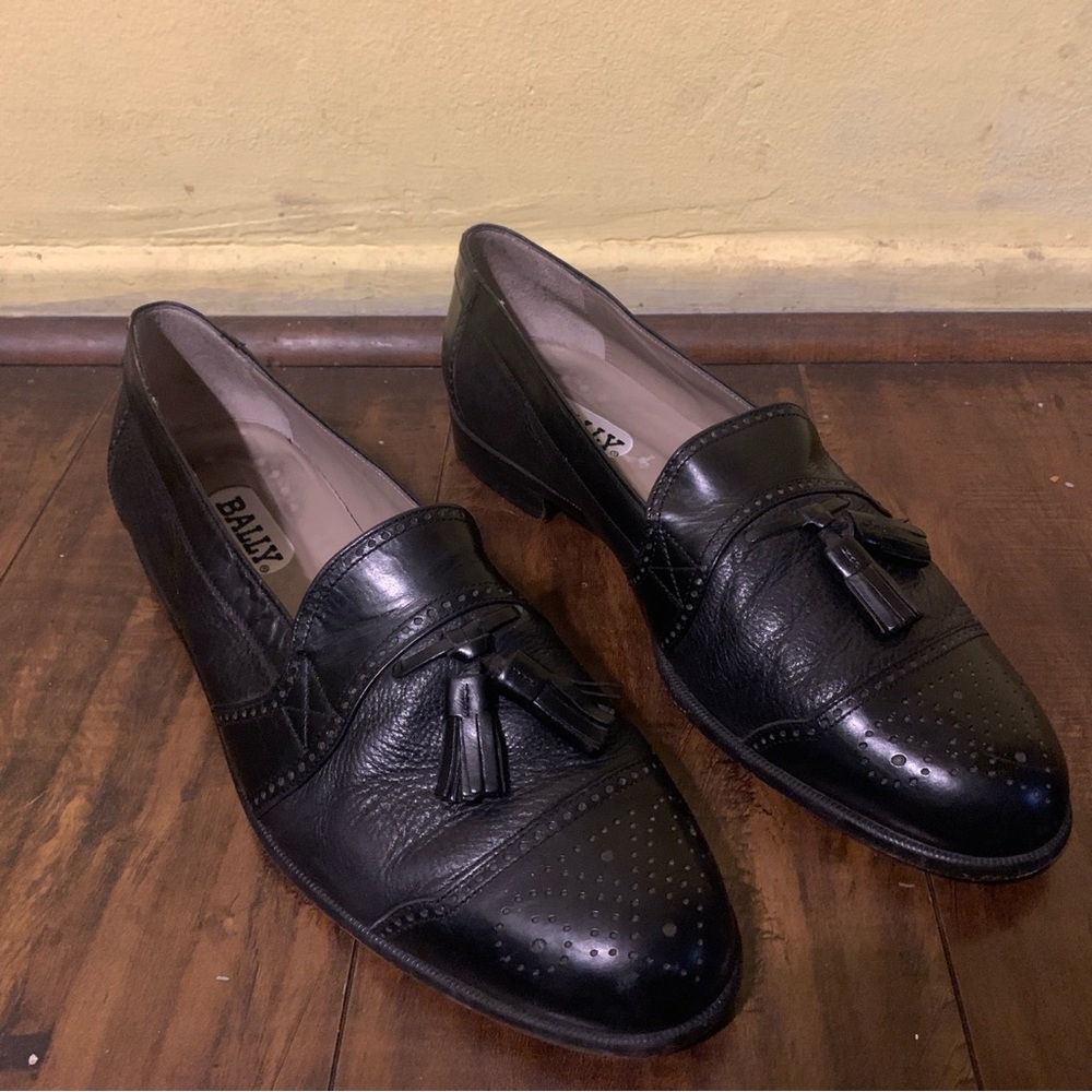 Bally Men's Black textured Leather Tassel Loafers size 11